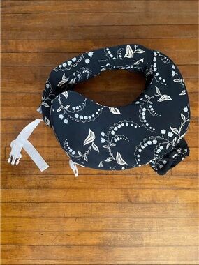 My Brest Friend Nursing Pillow with Floral Print - Navy and White